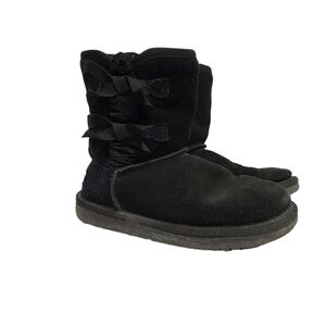 Koolaburra by Ugg Child Size 1 Victoria Short Boots Black Bows 1019372 Pre-owned